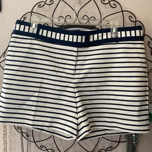 Navy and White Striped Women's Shorts
